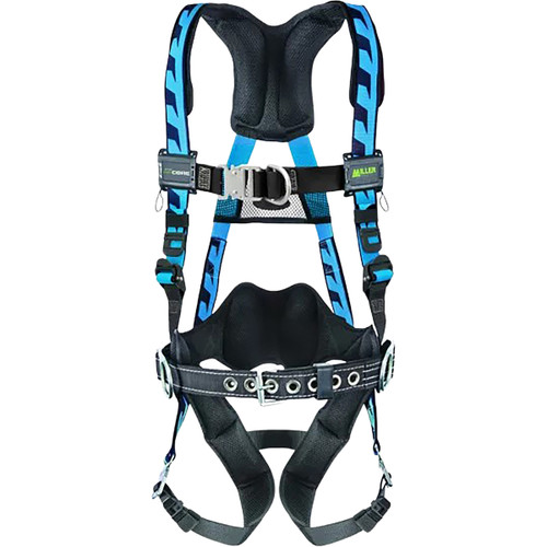 Miller ACF-QCBDP Premium Breathable Full-Body Harness with Steel Hardware, 5 Points of Adjustment, Back/Front/Side D-Rings, Lumbar Pad and Quick-Connect Chest & Leg Buckles, Blue