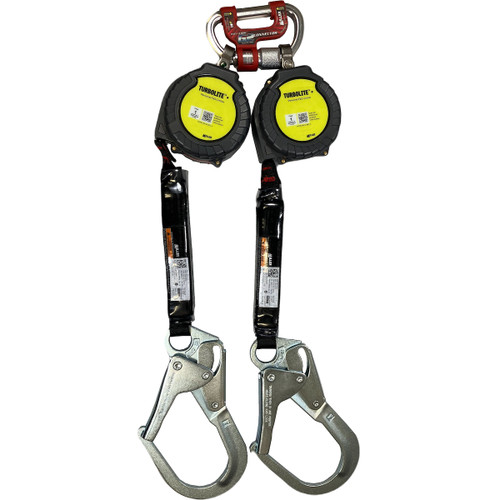 Miller MTL-OHS2-28 Twin Personal Fall Limiter with  G2 Twin Connector and Aluminum Locking Rebar Hook