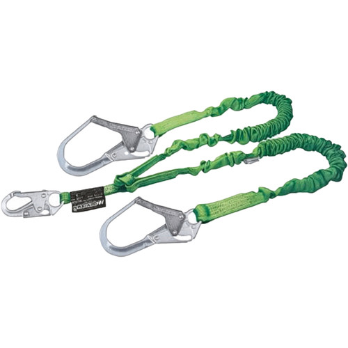 Miller 233MORS-Z7 Double Leg Stretchable Shock-Absorbing Lanyard with Choke-Off Loop and Locking Rebar Hooks