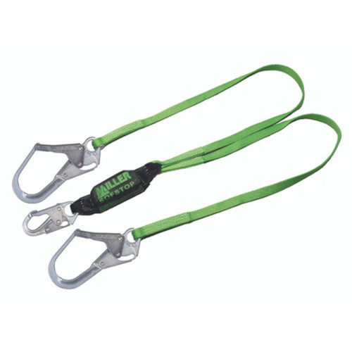 Miller 8798TR-Z7 Double Leg Web Lanyard with SofStop® Energy Absorber, Locking Snap Hook and Locking Rebar Hook