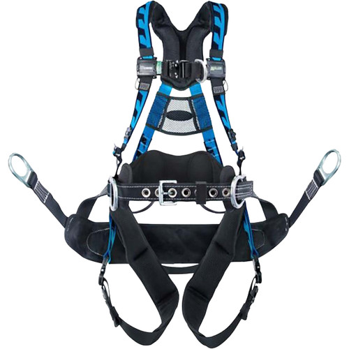Miller AAT-QCBC Premium Tower Climbing Harness with Lightweight Aluminum Hardware, 5 Points of Adjustment, D-Rings, Removable Belt, Removable Bos'n Chair and Quick-Connect Chest & Leg Buckles, Blue