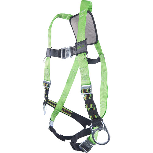 Miller P950QC-7 full-body Harness with Steel Hardware, DuraFlex Stretch Webbing, Back/Side D-Rings and Quick-Connect Chest & Leg Strap Buckles