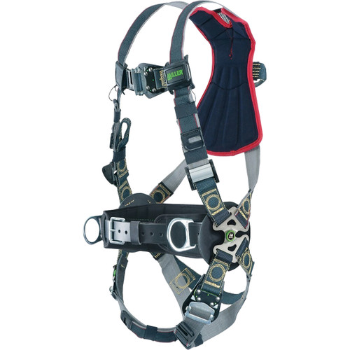 Miller RKNARRL-QC-BDP Arc-Rated Premium full-body Harness with Kevlar/Nomex DualTech Webbing, 5 Points of Adjustment, Side/Back D-Ring, Rescue Loops, Sub-Pelvic Strap, Removable Belt and Quick-Connect Chest & Leg Buckles