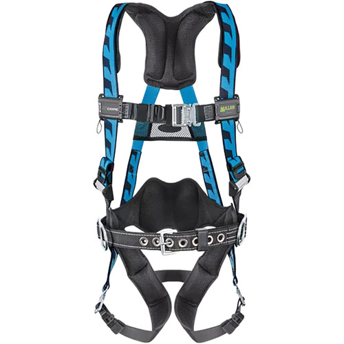 Miller AC-QC-BDP Premium Breathable Full-Body Harness with Steel Hardware, 5 Points of Adjustment, Back/Side D-Rings, Quick-Connect Chest & Leg Buckles and Lumbar Pad, Blue