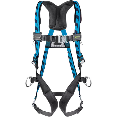 Miller AC-QC-D Premium Breathable Full-Body Harness with Steel Hardware, 5 Points of Adjustment, Back/Side D-Ring and Quick-Connect Chest & Leg Buckles, Blue