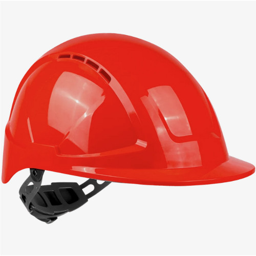 Global Glove SKHUS041HZ Radius Vented Standard Peak Cap Brim Style Hard Hat With Six-Point Ratchet Suspension - Red