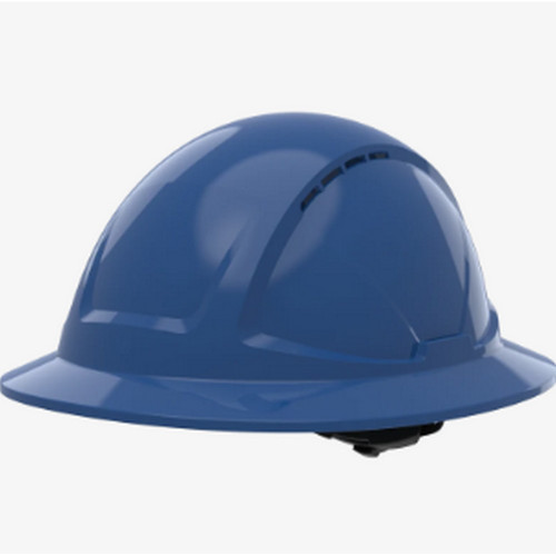 Global Glove SKHFBUS041BL Radius Vented Standard Peak Full Brim Style Hard Hat With Six-Point Ratchet Suspension - Blue