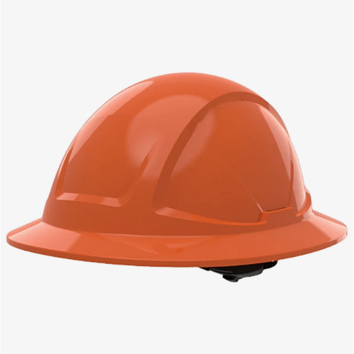 Global Glove SKHFBUS042OR Radius Unvented Standard Peak Full Brim Style Hard Hat With Six-Point Ratchet Suspension - Red