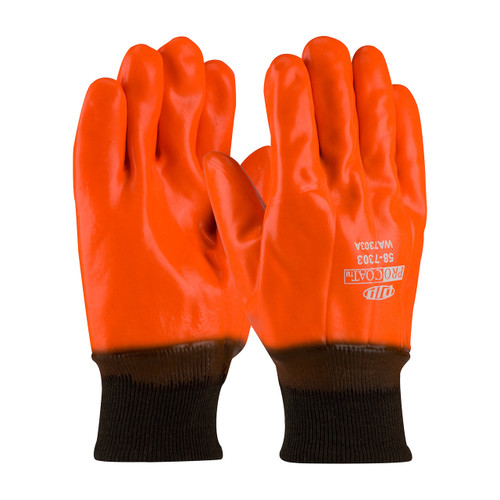 PIP 58-7303 ProCoat Hi-Vis Insulated PVC Dipped Glove with Smooth Finish - Knitwrist