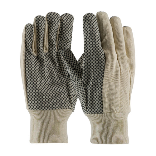 PIP 91-908PD Premium Grade Cotton Canvas Glove with PVC Dot Grip on Palm, Thumb and Forefinger - 8 oz