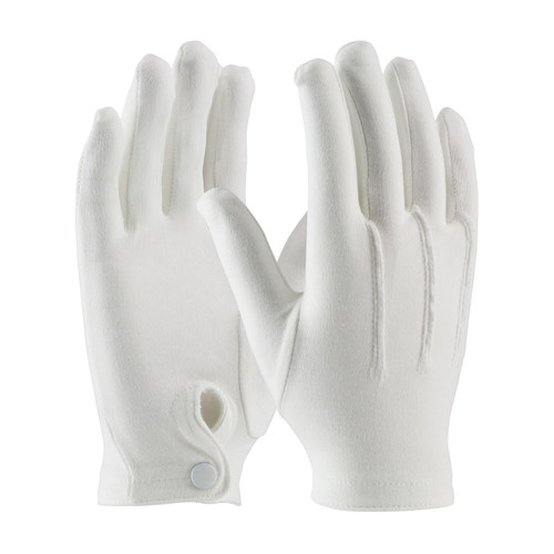 PIP 130-150WM Cabaret 100% Cotton Dress Glove with Raised Stitching on Back - Snap Closure