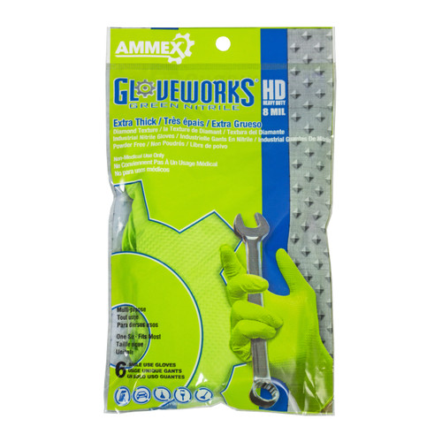 One Size Ammex GWHD6PKBLK Gloveworks Nitrile Latex Free Disposable Gloves,  6-Mil, 6-Pack, Safety & Apparel, Gloves, Disposable Nitrile Gloves