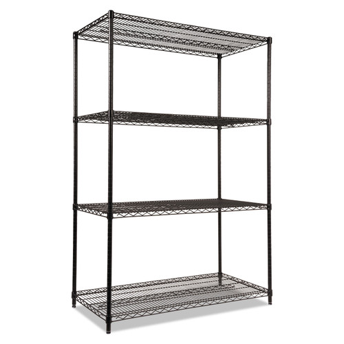 Alera ALESW504824BL NSF Certified Industrial 4-Shelf Wire Shelving Kit, 48 x 24 x 72, Black