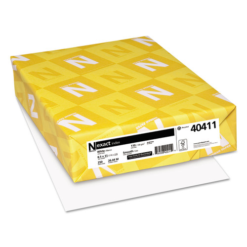 Neenah Bright White WAU91904 Card Stock, 65lb, 96 Bright, 8 1/2 x 11,  White, 250 Sheets