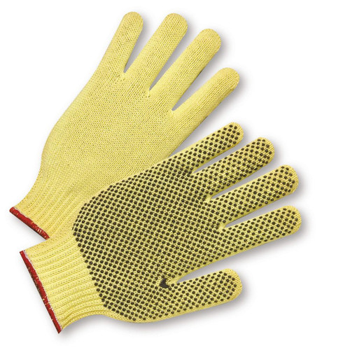 PIP Global Safety 35KD Large PVC-Dotted on One Side 100% KevlarÂ® Gloves