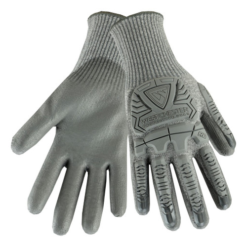 PIP Global Safety 710HGUB/2XS XXSmall R2 Silver Fox - Gray PU Palm Coated Speckle Gray HPPE Gloves With Gray BOH & FINGER TPR Protection