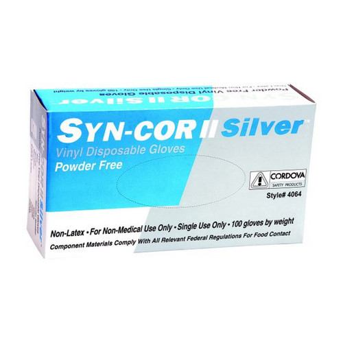 Cordova 4064 Syn-Cor II Silver Commodity-Grade, Vinyl Gloves 10 Box/Case