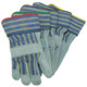 MCR Safety 1400A A Select Shoulder Leather Palm, 2.5" Cuff, Blue with Yellow Stripes
