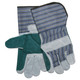 MCR Safety 1412A A Select Shoulder Double Leather Palm, 4.5" PE Cuff, Blue with Yellow Stripes