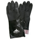 MCR Safety 6300SJ Double Dip Sandy Black PVC, 14" Premium, Jersey Lined, Guantlet Cuff, ActiFresh