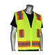 PIP 302-0500 ANSI Type R Class 2 Two-Tone Eleven Pocket Surveyors Vest with Solid Front and Mesh Back Yellow