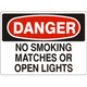 Safehouse Signs D-473914 No Smoking  Matches Or Open Lights - Danger Sign, 3X5, Adhesive Vinyl