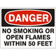 Safehouse Signs D-474534 No Smoking Or Open Flames Within 50 Ft - Danger Sign, 10X14, Adhesive Vinyl