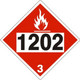 Safehouse Signs DOT-12024 1202 Gas, Oil, Diesel Fuel, Heating Oil - Class 3 Placard, 10.75, Adhesive Vinyl
