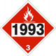 Safehouse Signs DOT-96759 1993 Flammable Liquid, Combustible Liquid - Class 3 Placard, 10.75, Rigid Vinyl