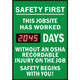 Safehouse Signs LTA-812859 Safety First This Job Site Has Worked Digital Days Without An Osha Recordable Injury - Digital Scoreboard, 28X20, Sintra