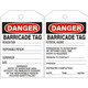 Safehouse Signs TB-182 Danger Barricade Tags, 6X3, Tagboard