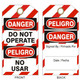 Safehouse Signs VT-1000 Danger Do Not Operate Peligro No Usar Tags, 6X3, Rigid Vinyl