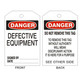 Safehouse Signs VT-103-2 Danger Defective Equipment Tags - Back 2, 6X3, Rigid Vinyl