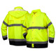 Pyramex PYRRRWJ3110S Premium Hi-Vis Rainwear Jacket, Hi-Vis Lime