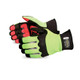 Superior Glove MXHV Clutch Gear Glove, Hi-Viz Lime Green, Red PVC Palm, Neoprene Cuff