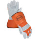 PIP 1JL2394 Boss Premium Grade Split Cowhide Leather Double Palm Glove with Fabric Back - Rubberized Gauntlet Cuff