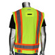 PIP 302-0500D-LY ANSI Type R Class 2 Two-Tone Eleven Pocket Surveyors Vest with Solid Front, Mesh Back and "D" Ring Access Hi-Vis Yellow