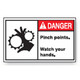 Safehouse Signs ML-071 Adhesive Vinyl Label, 1.7X2.5, Pinch Points. Watch Your Hands.