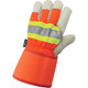 Global Glove 2950HV-M High-Visibility Standard-Grade Cowhide Leather Insulated Gloves with Safety Cuff