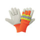 Global Glove 2950HVKW-S High-Visibility Standard-Grade Cowhide Leather Insulated Gloves with Knit Wrist