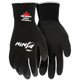 MCR Safety N9699 Ninja 15 Gauge Work Gloves Black Nylon Shell HPT Coated Palm and Fingertips