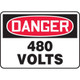 Accuform NMC MELC058XV OSHA Danger Safety Sign: 480 Volts 7"X10" Adhesive Dura-Vinyl Sign