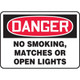 Accuform NMC MSMK136XV OSHA Danger Smoking Control Sign: No Smoking, Matches Or Open Lights 10"X14" Adhesive Dura-Vinyl Sign