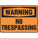 Accuform NMC MADM304XL OSHA Warning Safety Sign: No Trespassing 10"X14" Aluma-Lite Sign