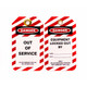 Zing Green 7344 Lockout Tags, Out of Service, Plastic w/Brass Grommet - Red-White Striped , 10/Pk