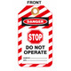 Zing Green 7357 Lockout Tags, STOP Do Not Operate, Plastic w/Brass Grommet - Red-White Striped , 10/Pk