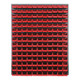 Quantum Storage Systems QLP-4861-220-165RD 48" x 61" Gray Steel Louvered Panel with (165) 7 3/8" x 4 1/8" x 3" Red Bins