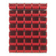 Quantum Storage Systems QLP-4861HC-240-35RD 48" x 61" Oyster White Steel Louvered Panel with (35) 14 3/4" x 8 1/4" x 7" Red Bins