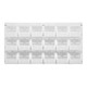 Quantum Storage Systems QLP-3619HC-230-18CL 36" x 19" White Steel Louvered Panel with (18) 10 7/8" x 5 1/2" x 5" Clear Bins