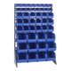 Quantum Storage Systems QRU-16S-220230240BL 36" x 15" x 53" Gray Steel Rail Rack with (46) Blue Bins and (16) Rails